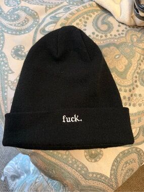 Black Embroidered Knit Beanie - Casual Men’s Winter Hat